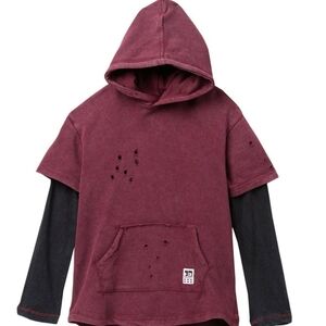 Joe's jeans 2-layer distress hoodie 100% c…